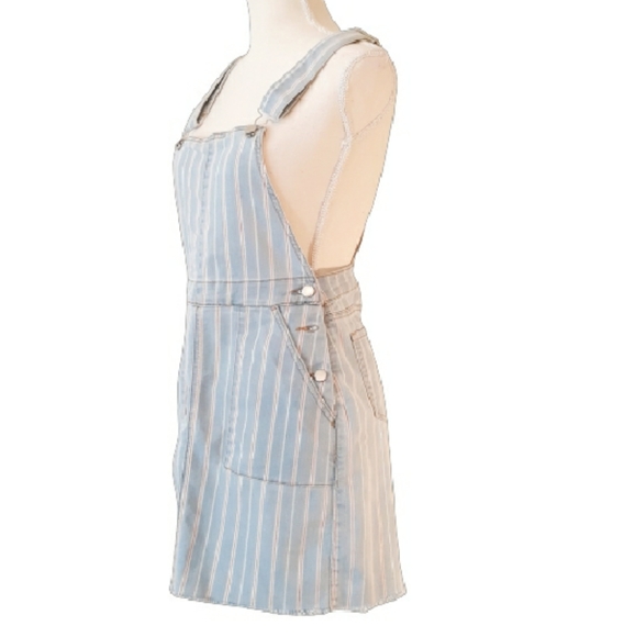 Tinseltown Denim Pinstripe Skirtall - Junior's Size Small Overalls Skirt - Picture 13 of 14